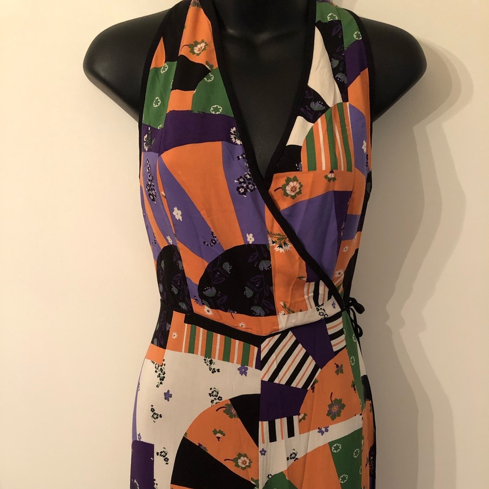 Urban Outfitters Surplice Patchwork Jumpsuit Sz 8 - Picture 3 of 7